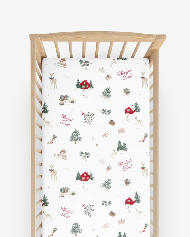 Kerst katoenen hoeslaken voor een babybedje - Poolse Kerst (PL)