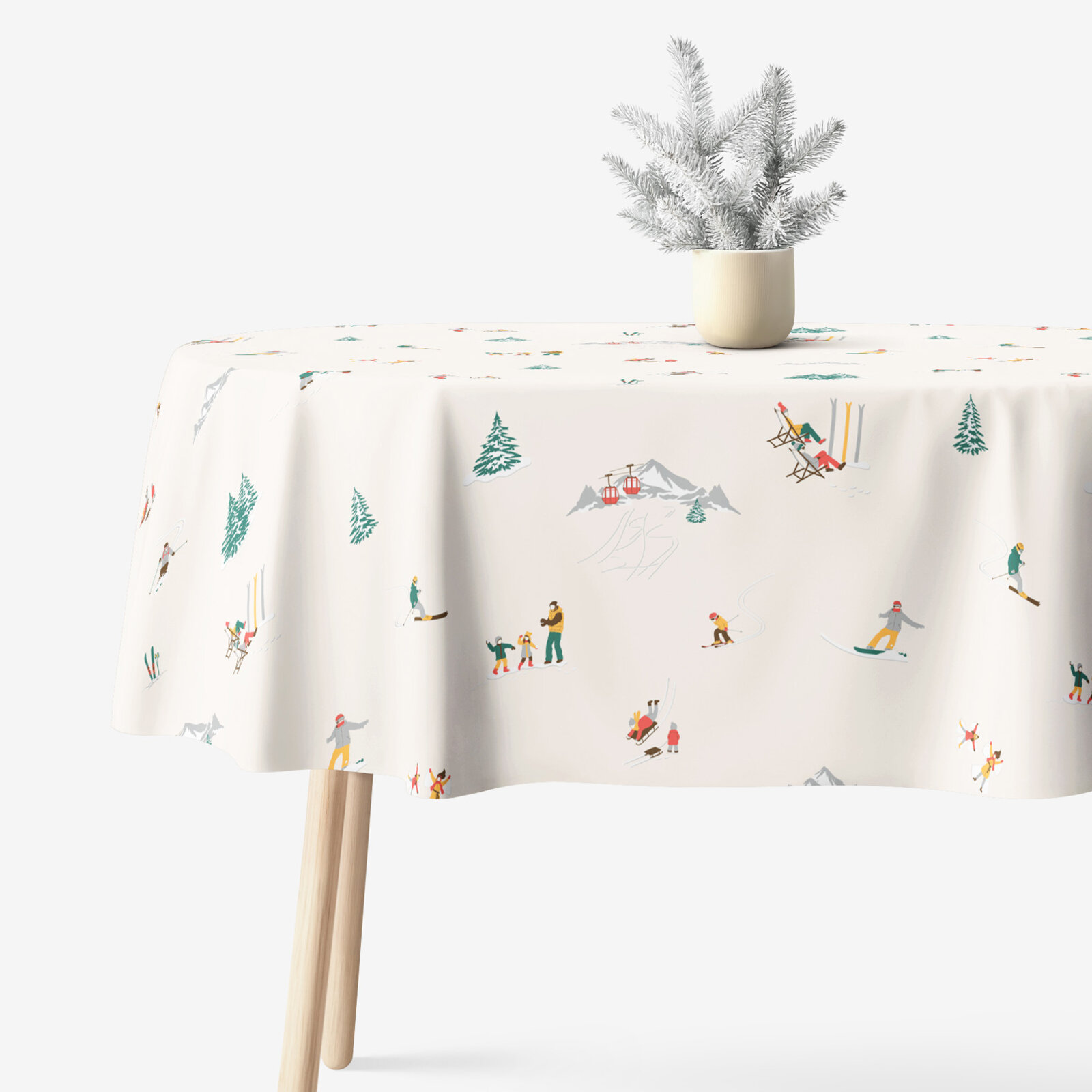 Ovaal tafelkleed 100% katoen renforcé - Winters plezier