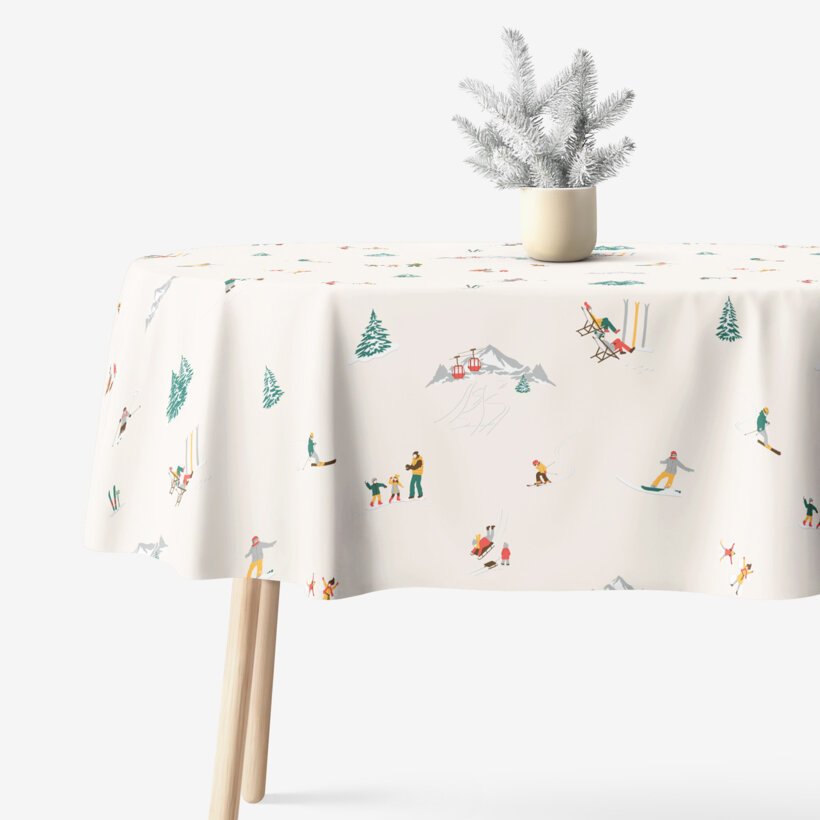 Ovaal tafelkleed 100% katoen renforcé - Winters plezier
