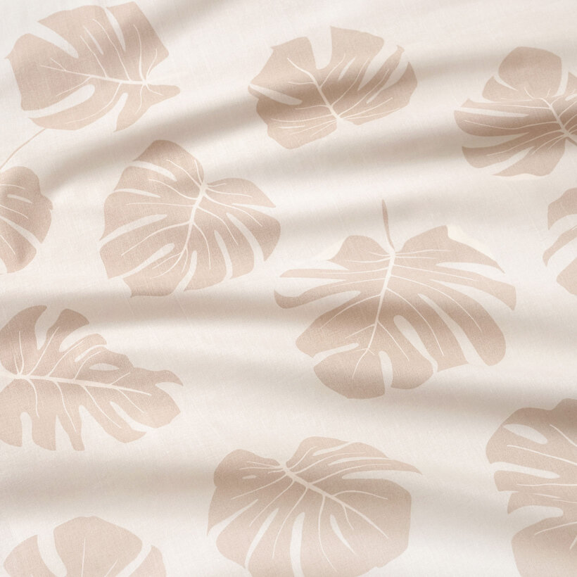 Tafelplacemat 100% katoen renforcé - Tropische bladeren op beige - set van 2 stuks