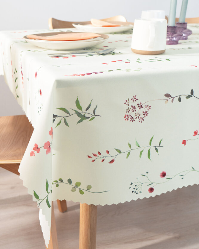Hoekig teflon tafelkleed - Veldbloemen