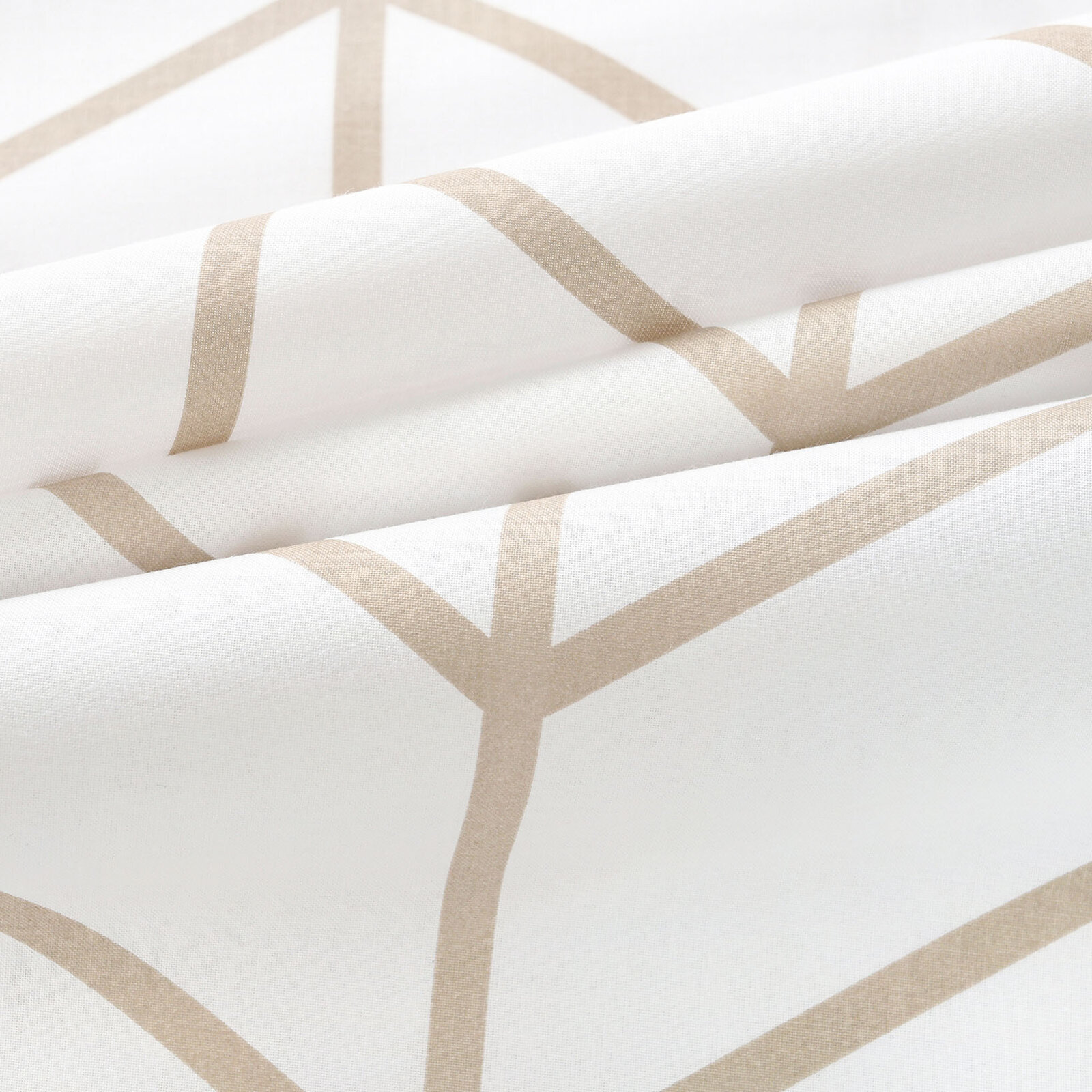 Katoenen kussensloop - Beige zigzag op wit