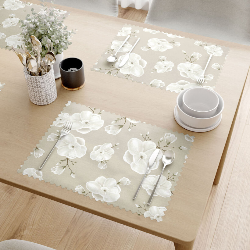 Tafelplacemat teflon - Witte bloemen - set 2st