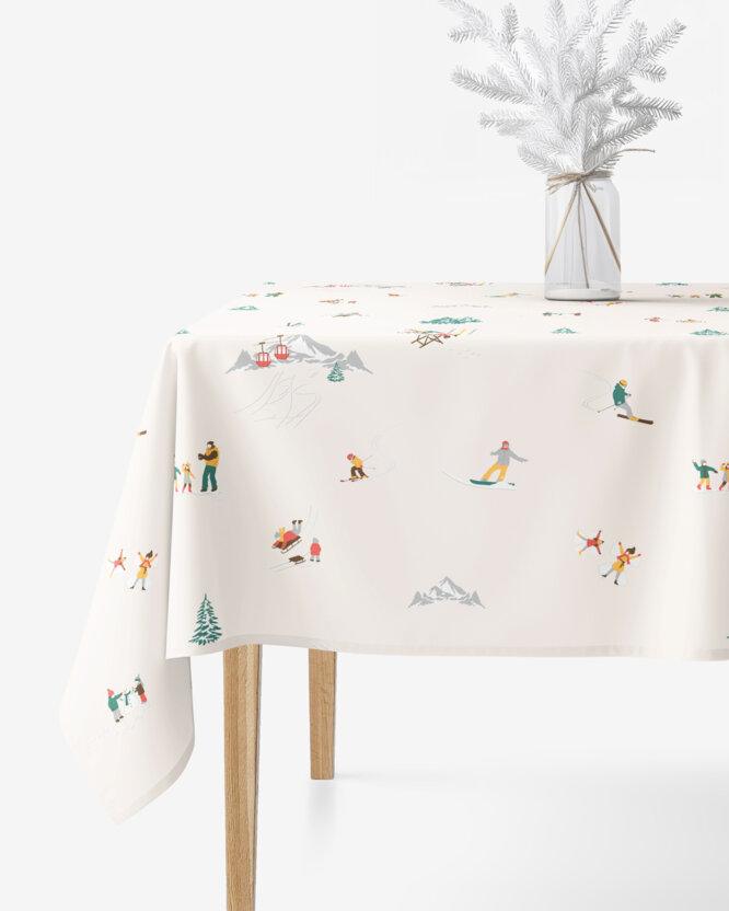 Rechthoekig tafelkleed 100% katoen renforcé - Winters plezier