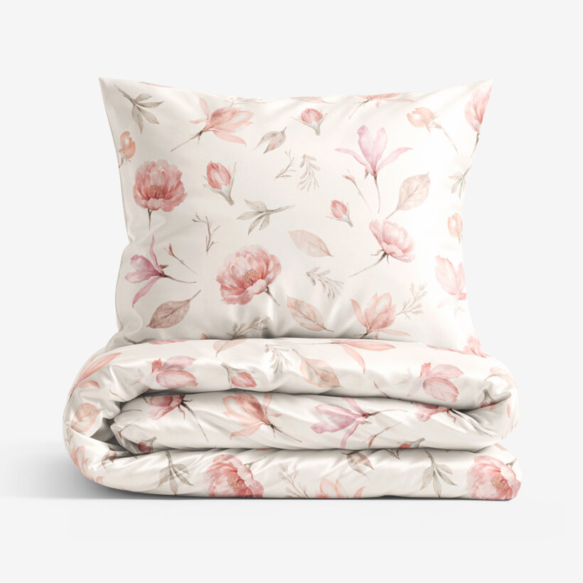 Beddengoed van katoensatijn - Bloeiende magnolia