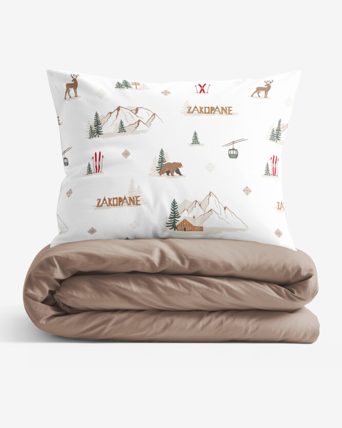 Katoenen beddengoed Duo - Zakopane met koffiebruin