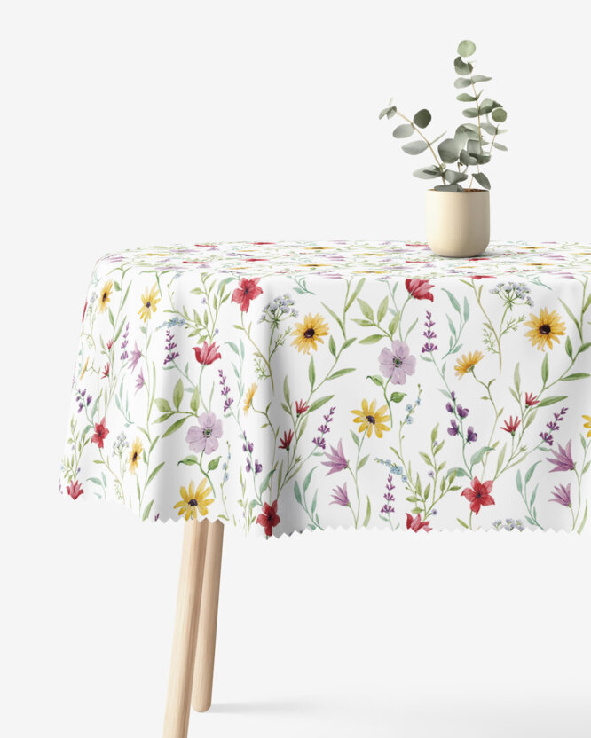 Ovaal teflon tafelkleed - Kleurrijke lentebloemen