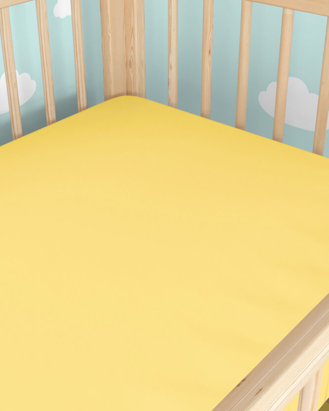 Katoenen laken voor het babybedje - geel
