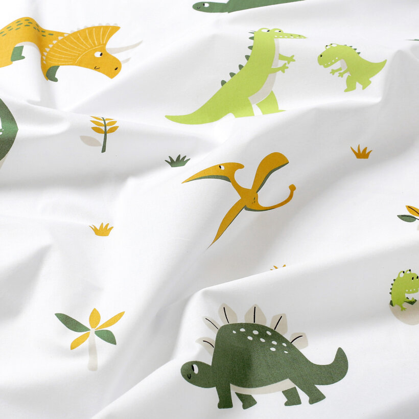 Katoenen hoeslaken voor babybedje - Dinosaurus avontuur