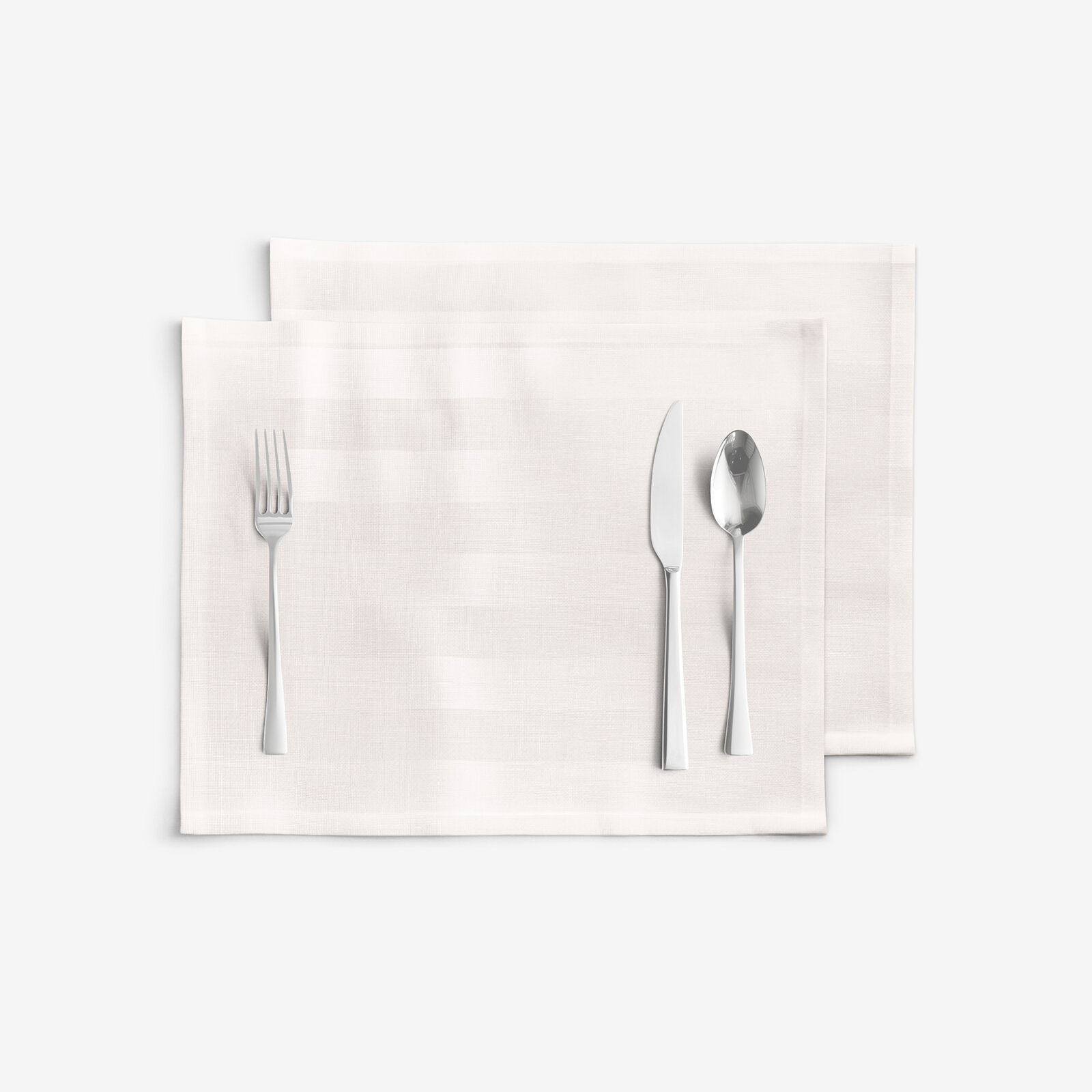 Damasten placemat voor op tafel - Crème streepjes met satijnglans - set 2 stuks