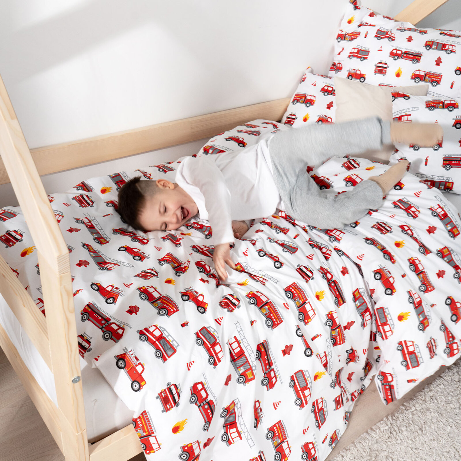 Katoenen kinderbeddengoed - Brandweerwagens