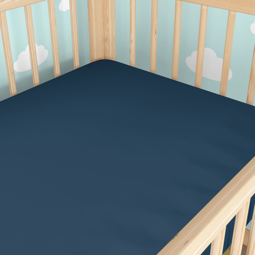 Katoenen laken voor een babybedje - marineblauw