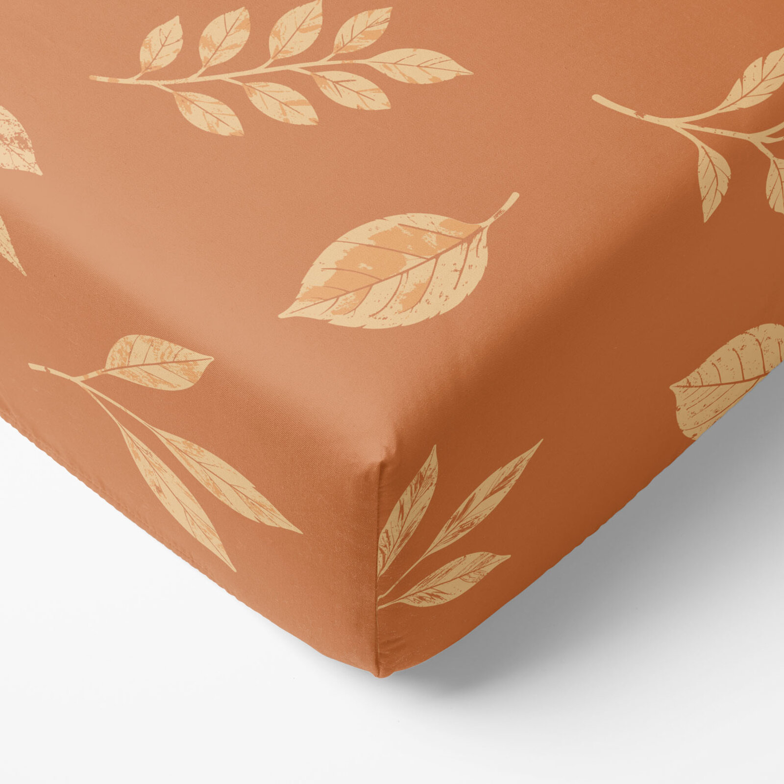 Katoenen hoeslaken - Oranje herfstblaadjes