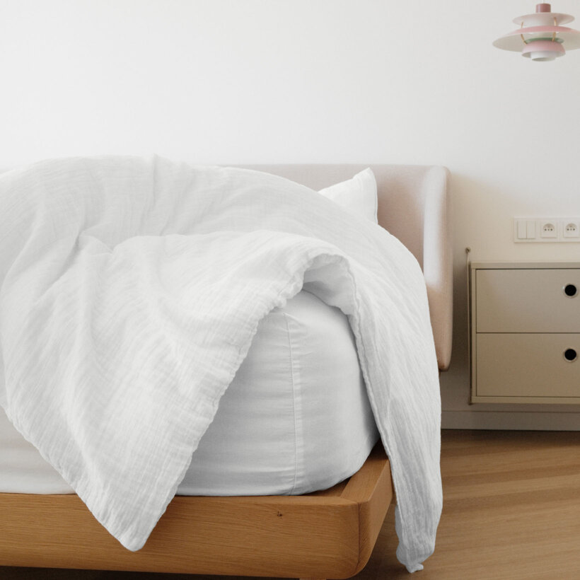 Mousseline beddengoed - wit