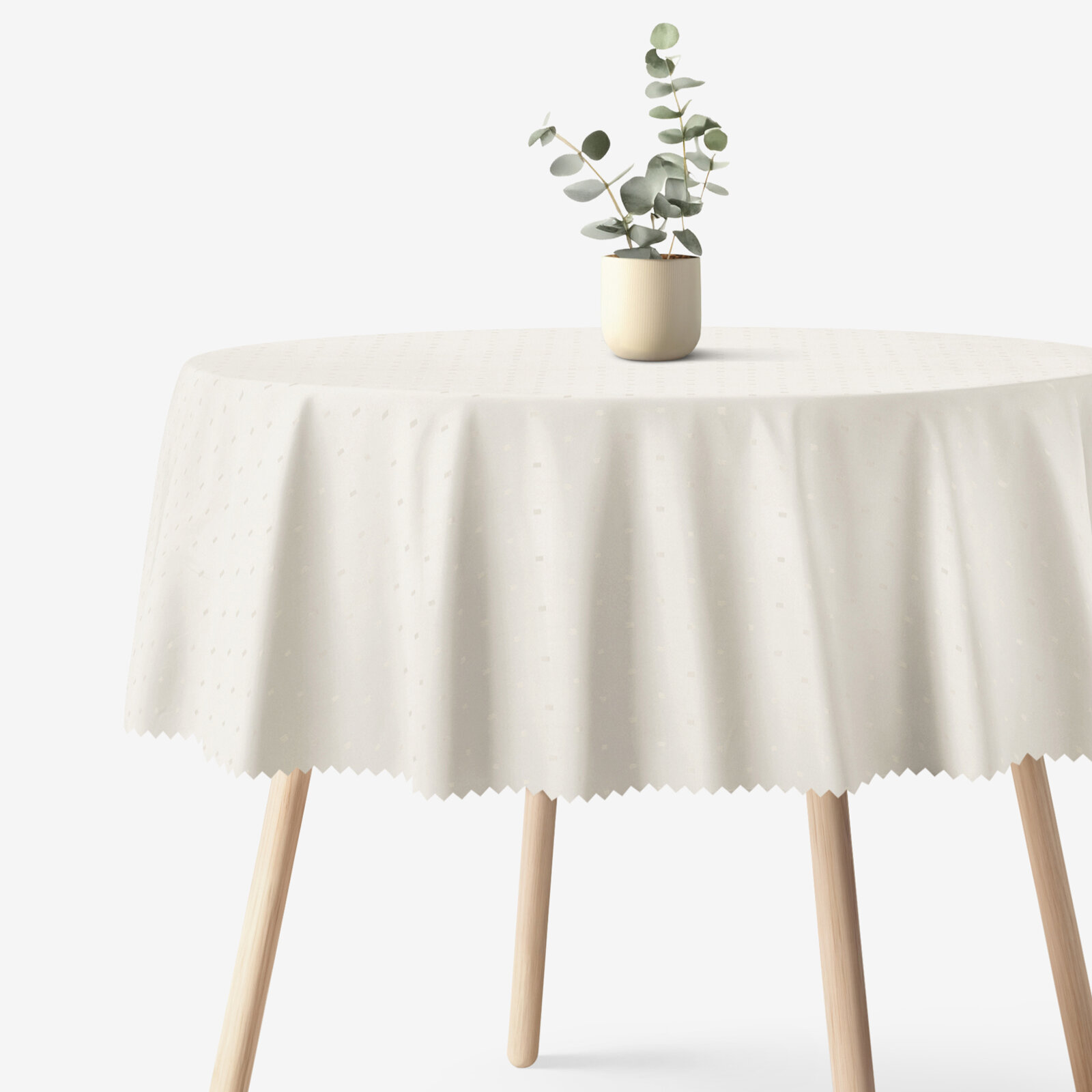 Feestelijk rond teflon tafelkleed - crème met glanzende rechthoekjes