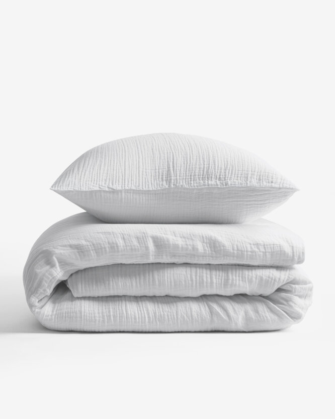 Mousseline beddengoed - lichtgrijs