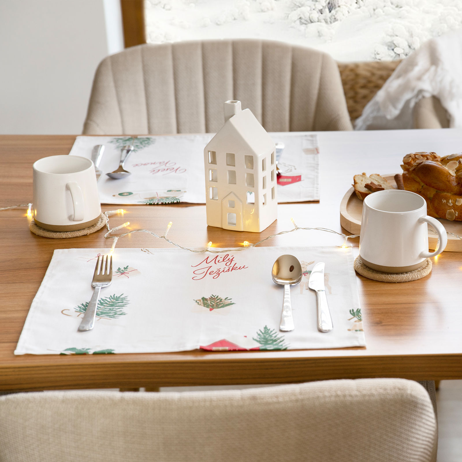 Kerst placemat voor op tafel van stevig katoen - Tsjechische Kerst - set van 2 stuks