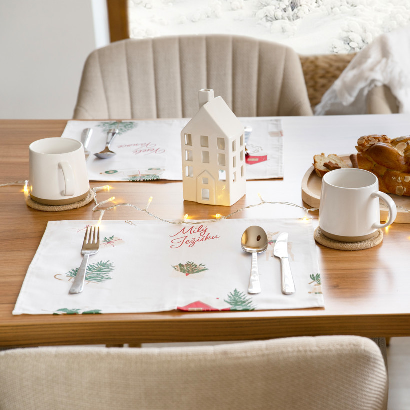 Kerst placemat voor op tafel van stevig katoen - Tsjechische Kerst - set van 2 stuks