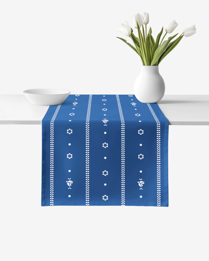 Tafelloper 100% katoen renforcé - Na mú dušu op blauw