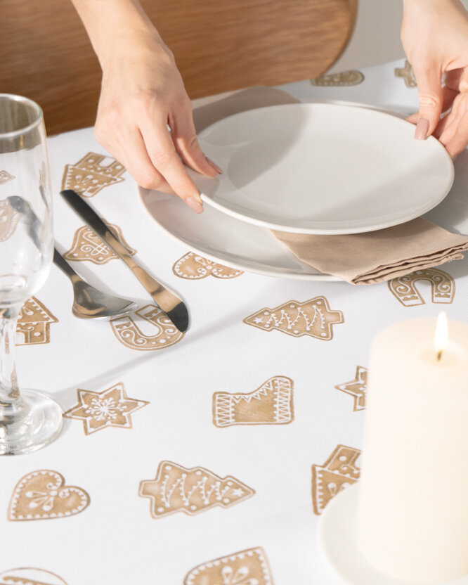 Kerst hoekig teflon tafelkleed - Peperkoek