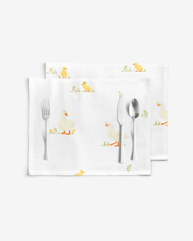Tafelplacemat 100% katoen renforcé - Eenden - set 2 stuks