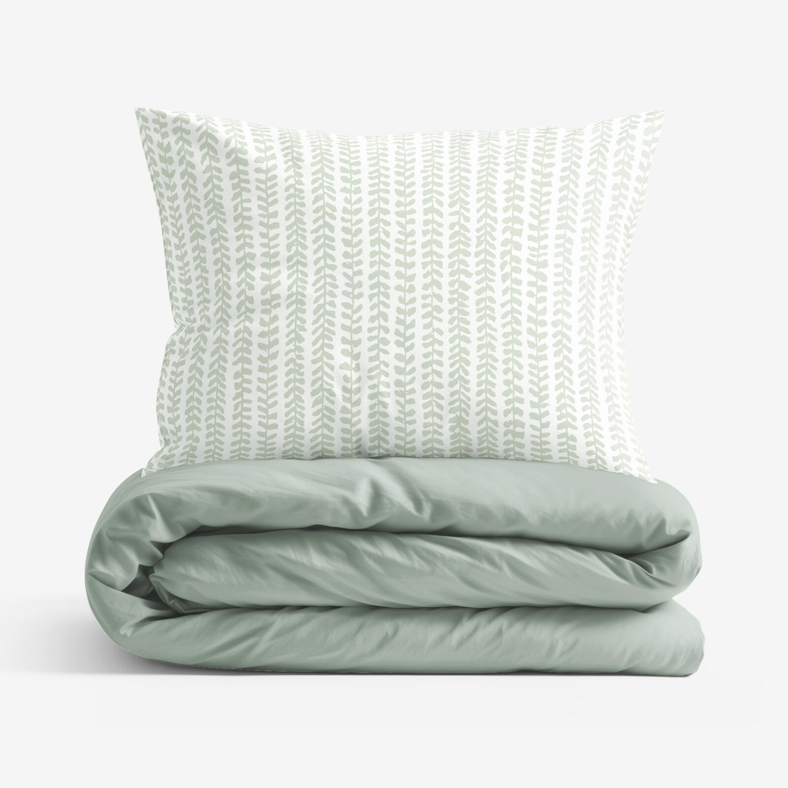 Katoenen beddengoed Duo - Scandinavische blaadjes met saliegroen