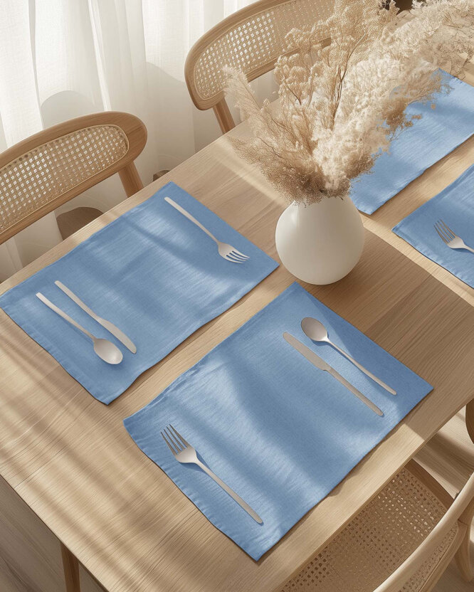 Placemat voor de tafel van linnenmix - blauw - set van 2 stuks