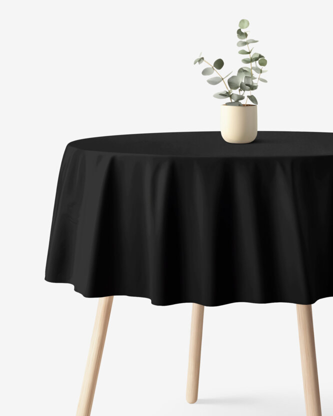 Rond tafelkleed 100% katoen renforcé - zwart