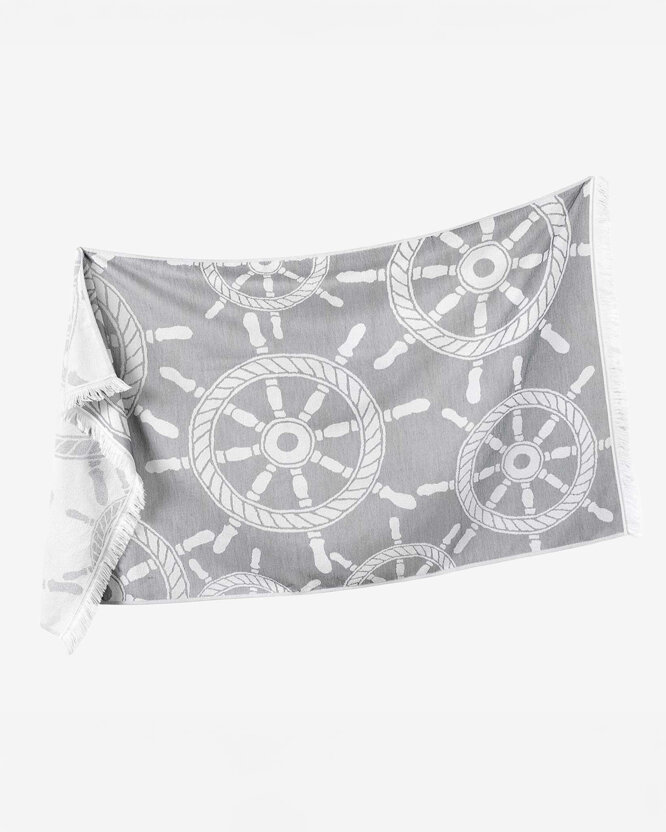 Strandbadhanddoek - Stuurwielen op grijs
