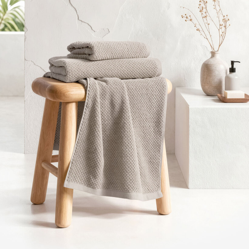Katoenen badstof handdoek / badhanddoek Micro Pure - grijsbruin
