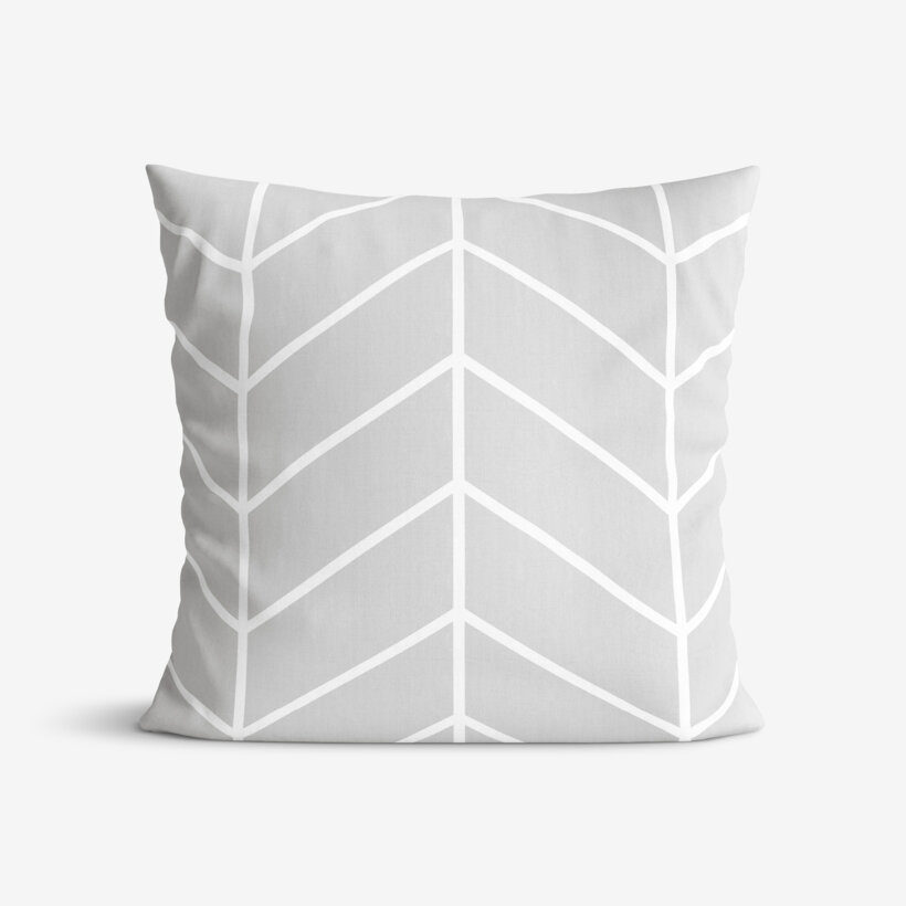 Katoenen kussensloop - Witte zigzag op grijs