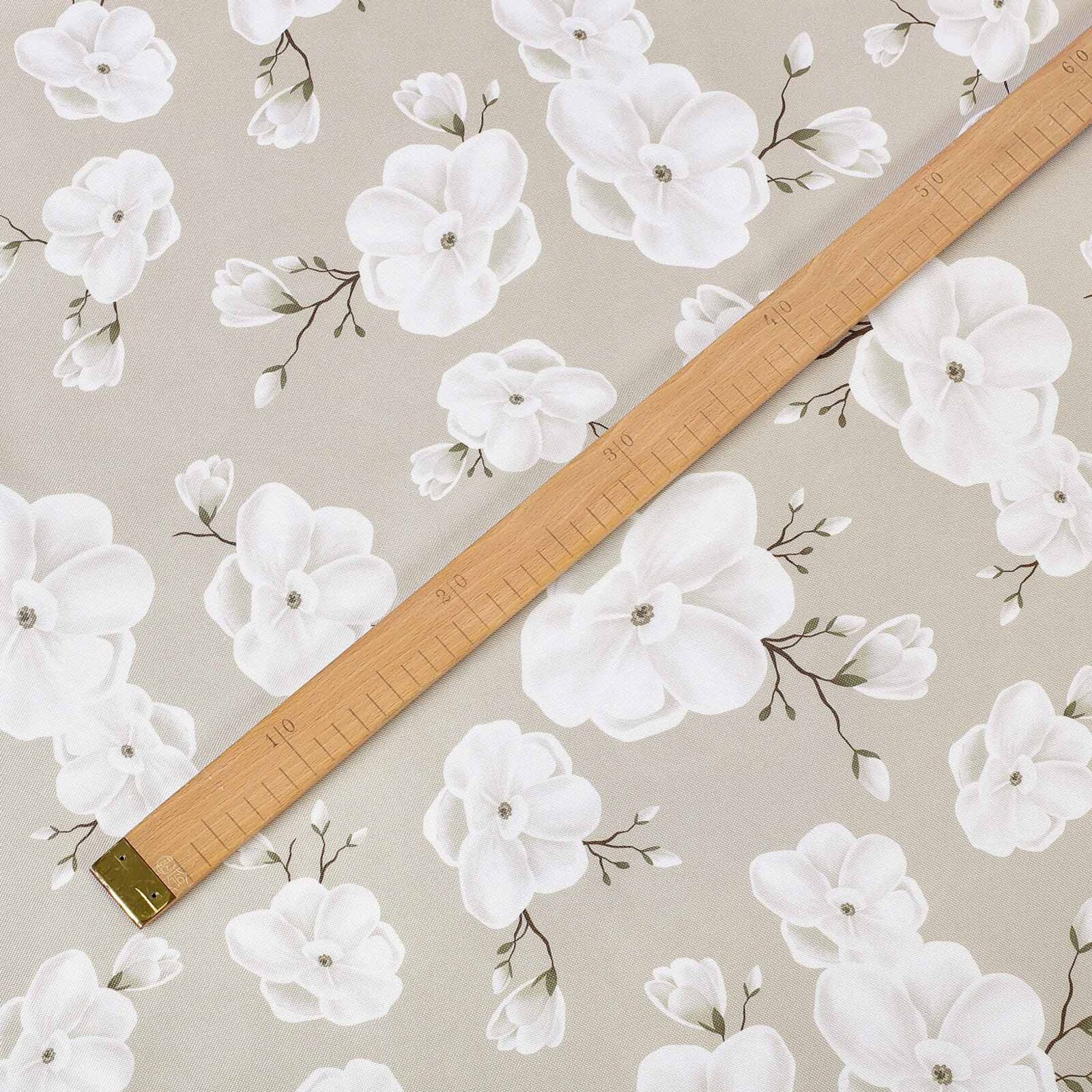 Stof met tefloncoating voor tafelkleden - Witte bloemen