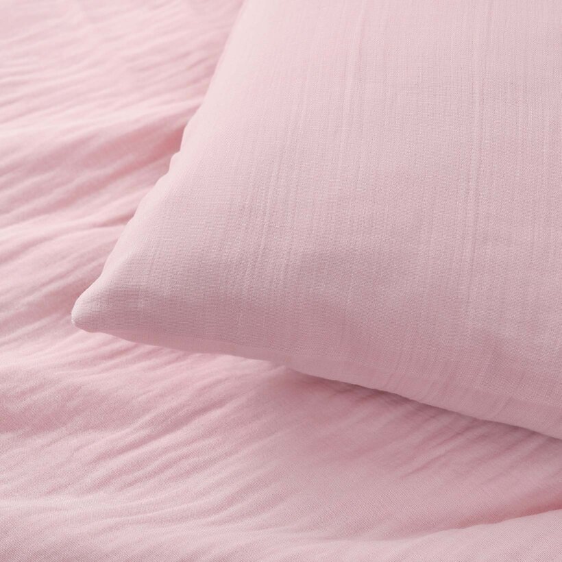 Mousseline kussensloop - pastelroze