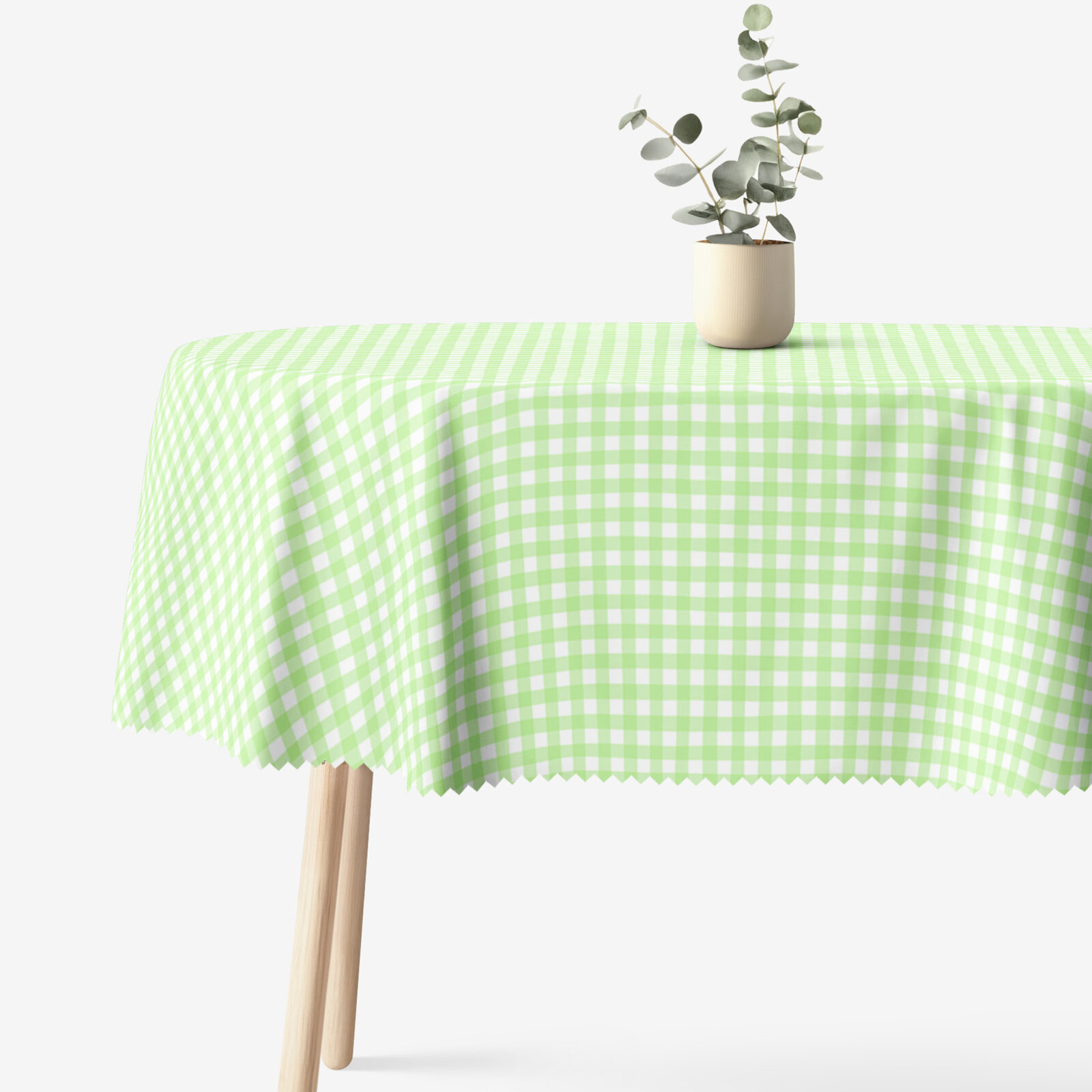 Ovaal teflon tafelkleed - Groene ruitjes
