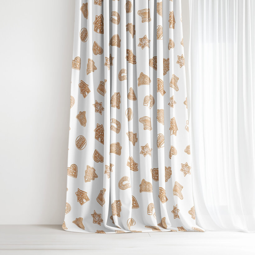 Kerst decoratief gordijn Luca - Peperkoek