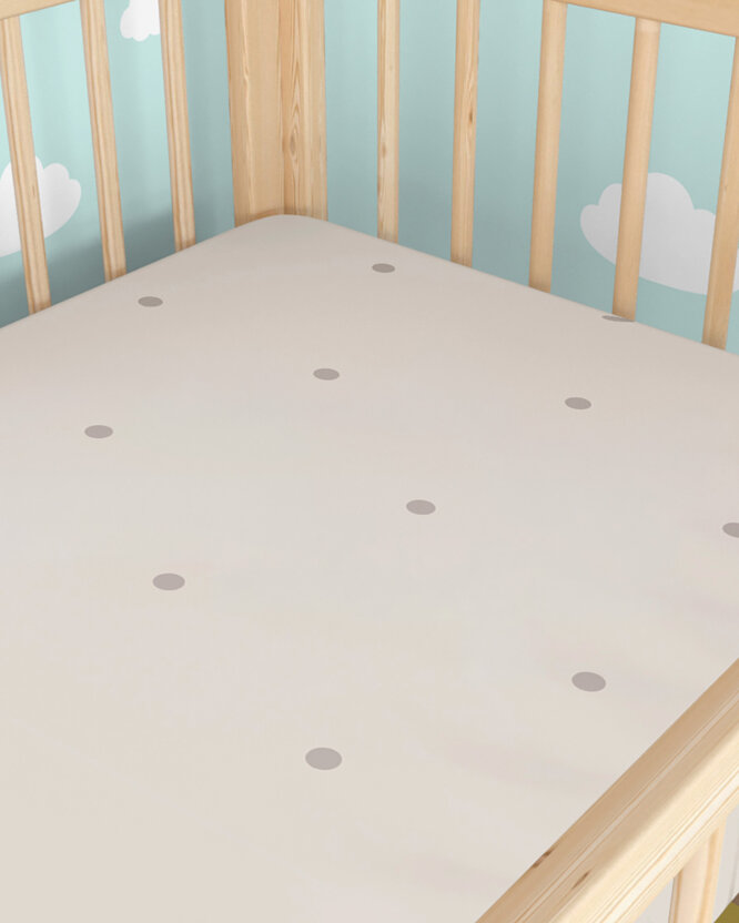 Katoenen hoeslaken voor een babybedje - Stippen op beige