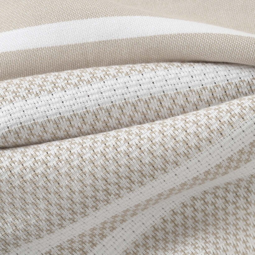 Lichte strandbadhanddoek - Beige met witte streepjes