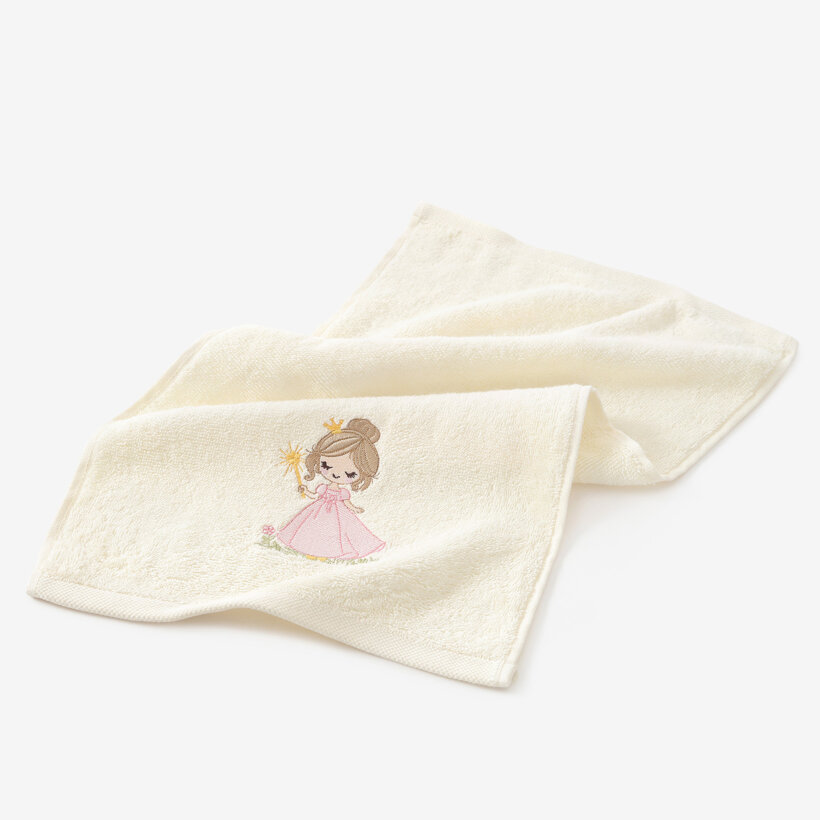 Kinder badstof handdoek - Magische fee op crème
