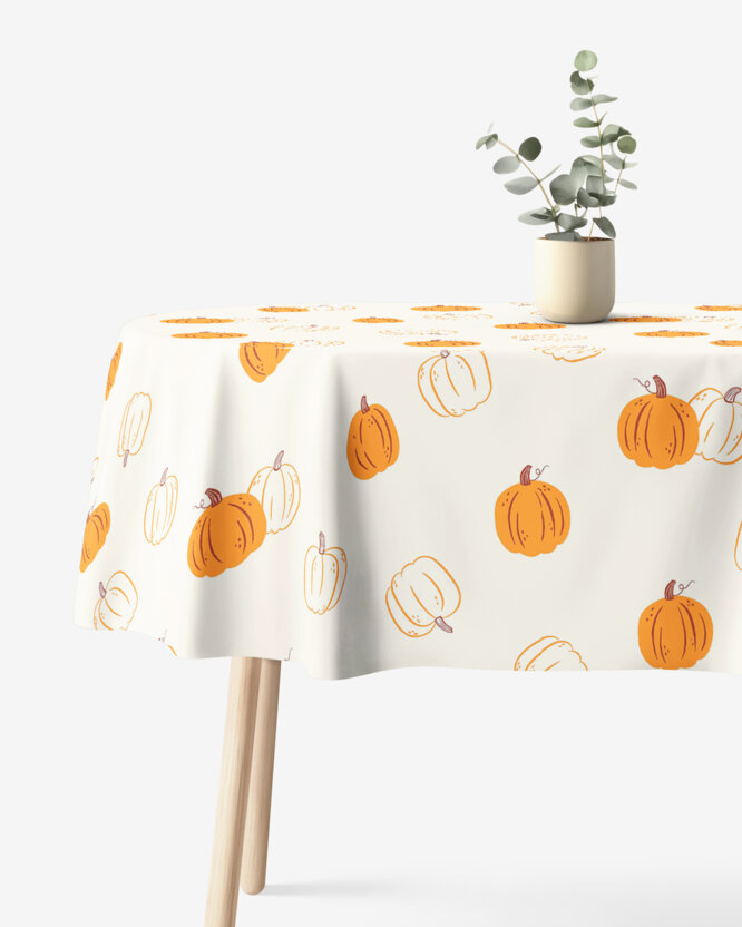 Ovaal tafelkleed 100% katoen renforcé - Herfst pompoen