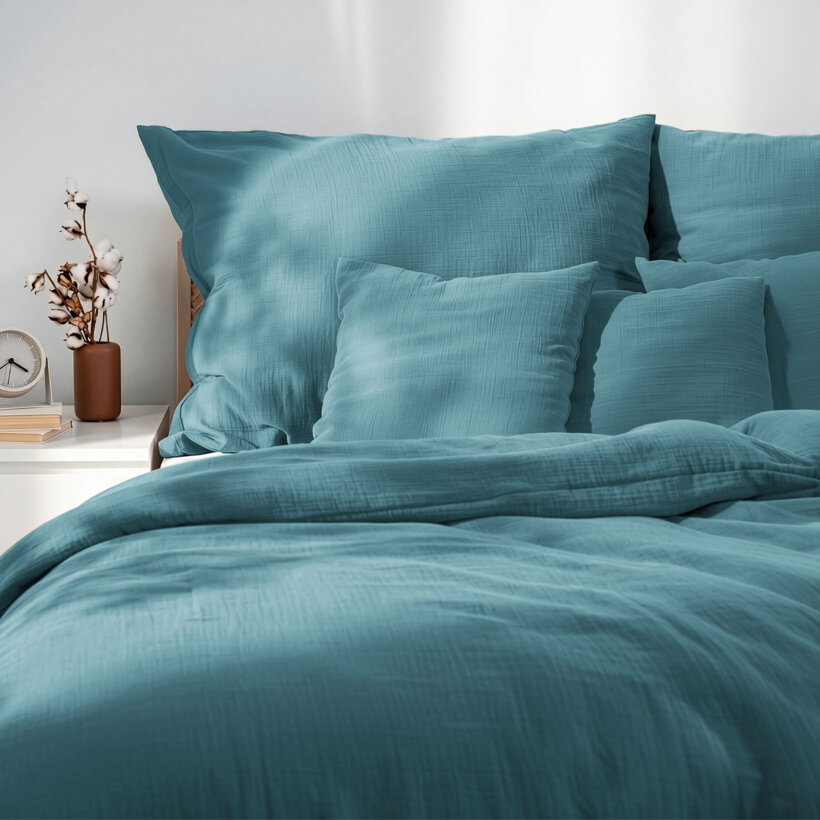 Mousseline beddengoed - petrol