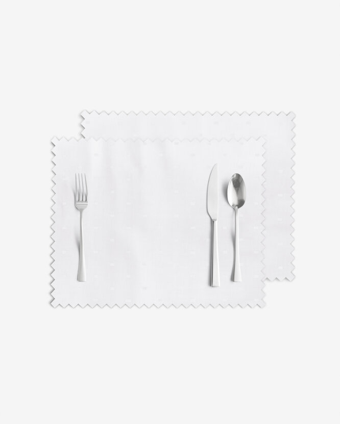 Feestelijke teflon tafelplacemat - wit met glanzende rechthoekjes - set 2 stuks