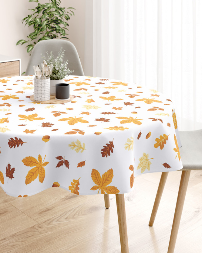 Rond tafelkleed 100% katoen renforcé - Herfstbladeren