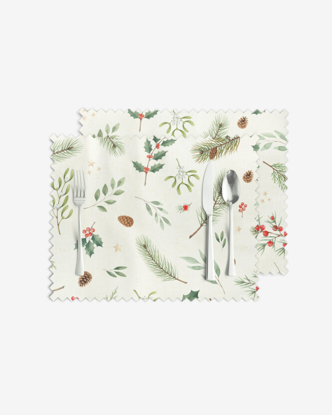 Teflon tafelplacemat - Winters takjes - set 2 stuks