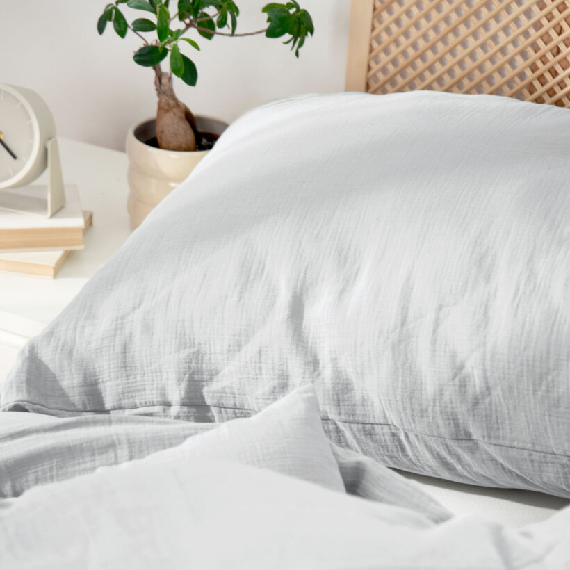 Mousseline beddengoed - lichtgrijs