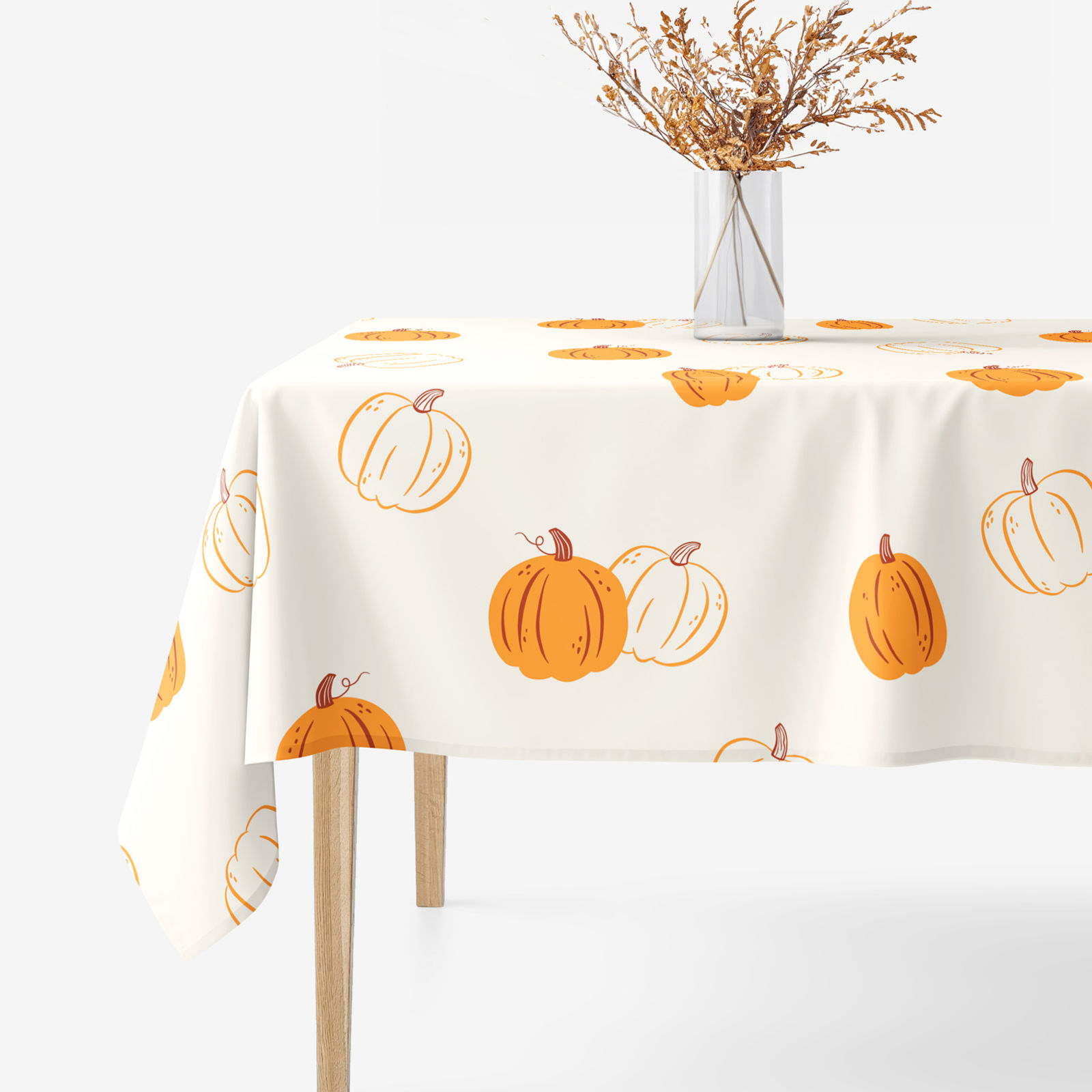Hoekig tafelkleed 100% katoen renforcé - Herfst pompoen