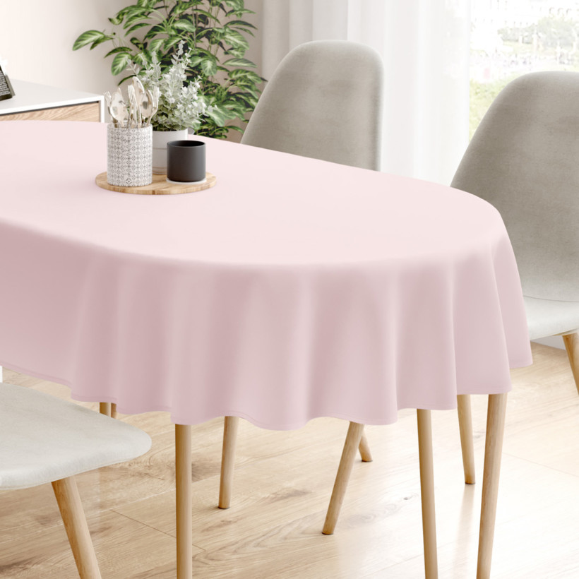 Ovaal tafelkleed 100% katoen renforcé - poederroze
