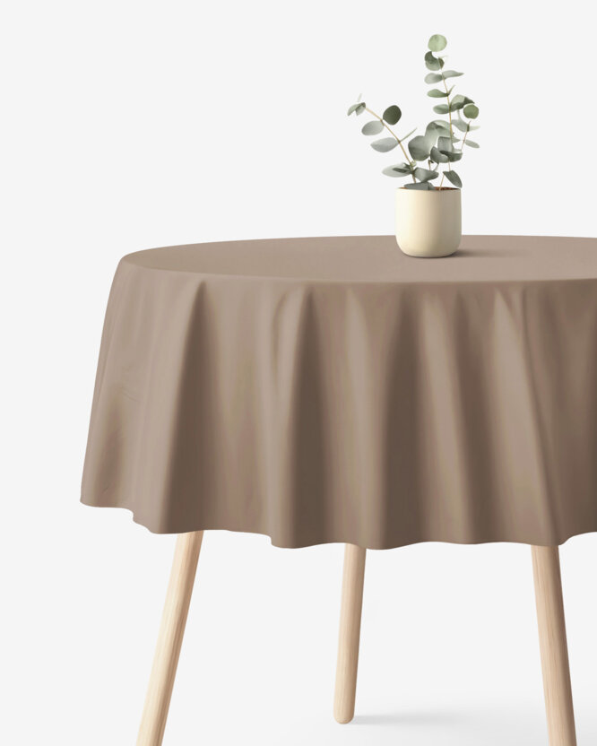 Rond tafelkleed 100% katoen renforcé - koffiebruin