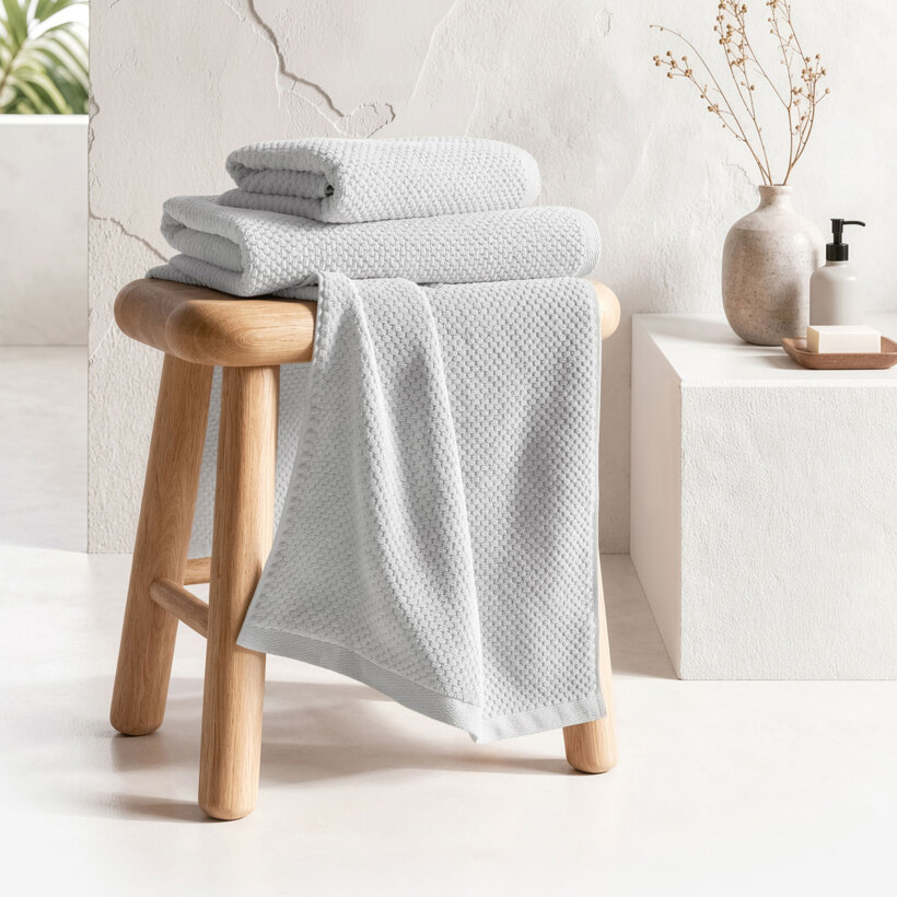 Katoenen badstof handdoek / badhanddoek Micro Pure - lichtgrijs