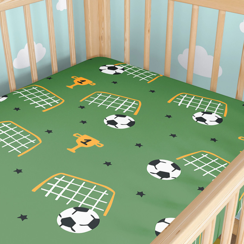 Katoenen hoeslaken voor een babybedje - Voetbalwereld