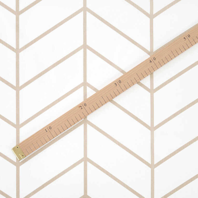 Katoen renforcé - Beige zigzag op wit